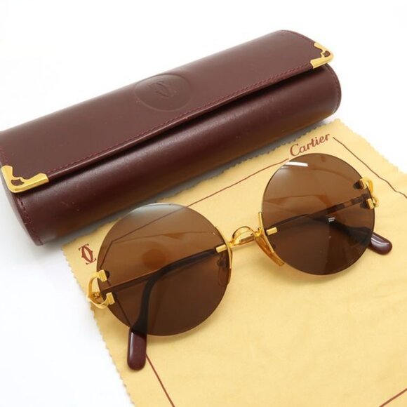 Cartier Signature C De Sunglasses None Prescription Round GP Gold main image 11